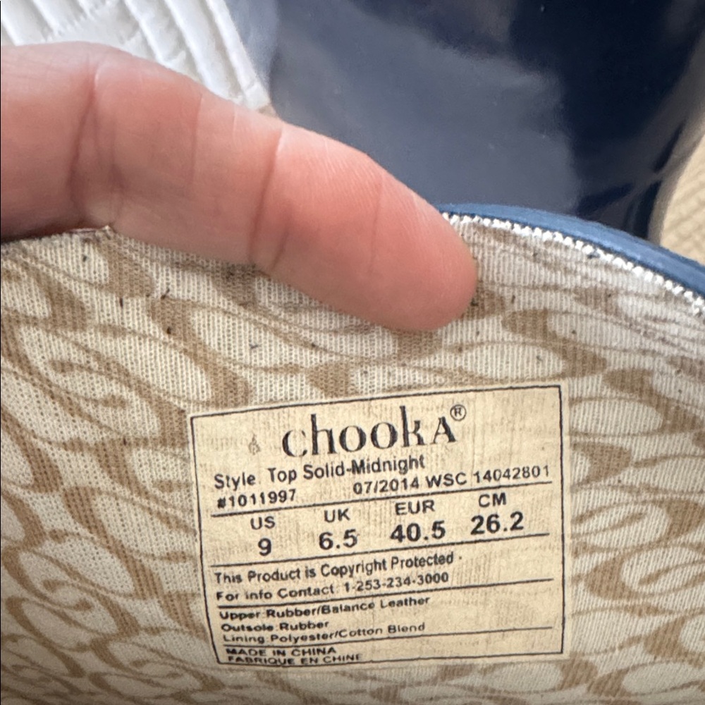 Chooka Shiny Blue Rain Boots with Tan Buckle Accents - Picture 2 of 15
